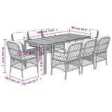 9 Piece Garden Dining Set with Cushions Black Poly Rattan - Close-Up Angle
