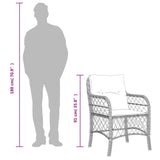 3 Piece Bistro Set with Cushions Grey Poly Rattan - Low Angle