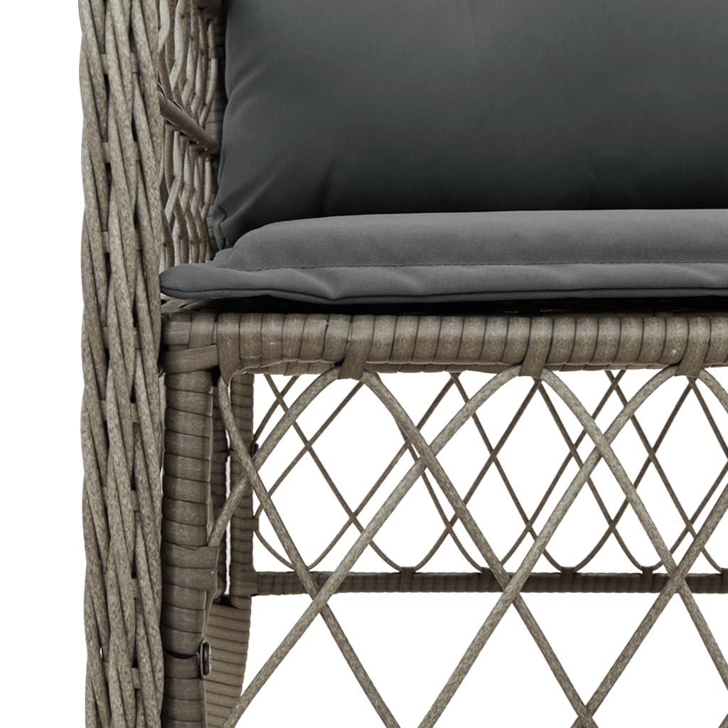 7 Piece Garden Dining Set with Cushions Grey Poly Rattan