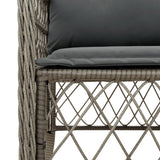 7 Piece Garden Dining Set with Cushions Grey Poly Rattan - Rear View