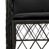 9 Piece Garden Dining Set with Cushions Black Poly Rattan