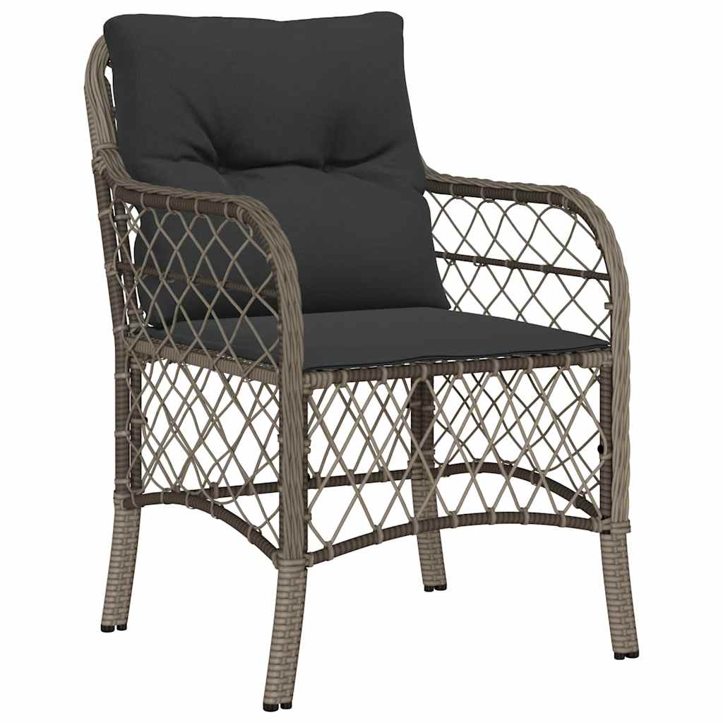 9 Piece Garden Dining Set with Cushions Grey Poly Rattan