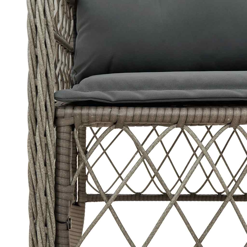 9 Piece Garden Dining Set with Cushions Grey Poly Rattan