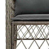 9 Piece Garden Dining Set with Cushions Grey Poly Rattan - 45-Degree Angle