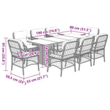 9 Piece Garden Dining Set with Cushions Grey Poly Rattan - Close-Up Angle