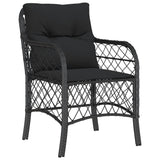 5 Piece Garden Dining Set with Cushions Black Poly Rattan - Side View