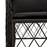 5 Piece Garden Dining Set with Cushions Black Poly Rattan