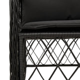 5 Piece Garden Dining Set with Cushions Black Poly Rattan - 45-Degree Angle