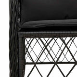 7 Piece Garden Dining Set with Cushions Black Poly Rattan
