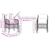3 Piece Bistro Set with Cushions Black Poly Rattan