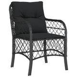 5 Piece Garden Dining Set with Cushions Black Poly Rattan - Side View