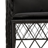 5 Piece Garden Dining Set with Cushions Black Poly Rattan - 45-Degree Angle