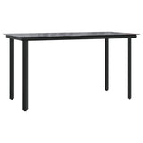 5 Piece Garden Dining Set with Cushions Black Poly Rattan - Top-Down View
