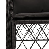 5 Piece Garden Dining Set with Cushions Black Poly Rattan - 45-Degree Angle