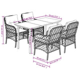 5 Piece Garden Dining Set with Cushions Black Poly Rattan