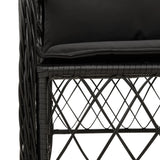 7 Piece Garden Dining Set with Cushions Black Poly Rattan