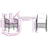 3 Piece Bistro Set with Cushions Grey Poly Rattan