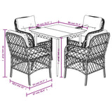 5 Piece Garden Dining Set with Cushions Grey Poly Rattan - Close-Up Angle
