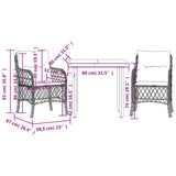 3 Piece Bistro Set with Cushions Grey Poly Rattan