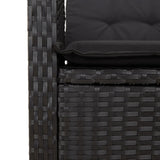 3 Piece Garden Dining Set with Cushions Black Poly Rattan - Low Angle