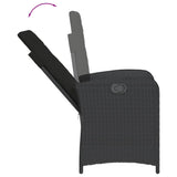 5 Piece Garden Dining Set with Cushions Black Poly Rattan - 45-Degree Angle