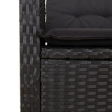 7 Piece Garden Dining Set with Cushions Black Poly Rattan - Low Angle