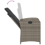3 Piece Garden Dining Set with Cushions Grey Poly Rattan