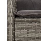 5 Piece Garden Dining Set with Cushions Grey Poly Rattan - Low Angle