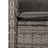 5 Piece Garden Dining Set with Cushions Grey Poly Rattan - Low Angle