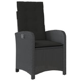 5 Piece Garden Dining Set with Cushions Black Poly Rattan - Top-Down View