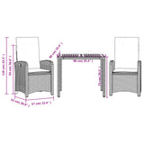 3 Piece Garden Dining Set with Cushions Grey Poly Rattan