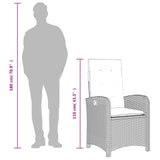 3 Piece Garden Dining Set with Cushions Grey Poly Rattan - Extra Image