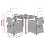 5 Piece Garden Dining Set with Cushions Grey Poly Rattan - Extra Image