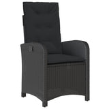 7 Piece Garden Dining Set with Cushions Black Poly Rattan - Side View