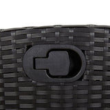 7 Piece Garden Dining Set with Cushions Black Poly Rattan - Close-Up Angle