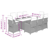 9 Piece Garden Dining Set with Cushions Black Poly Rattan