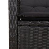 9 Piece Garden Dining Set with Cushions Black Poly Rattan - Rear View