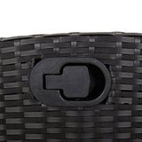 9 Piece Garden Dining Set with Cushions Black Poly Rattan - Close-Up Angle