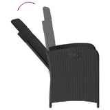 7 Piece Garden Dining Set with Cushions Black Poly Rattan - 45-Degree Angle