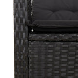 9 Piece Garden Dining Set with Cushions Black Poly Rattan