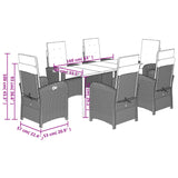 7 Piece Garden Dining Set with Cushions Black Poly Rattan - Extra Image