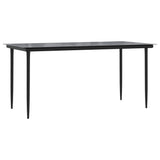 7 Piece Garden Dining Set with Cushions Black Poly Rattan - Side View