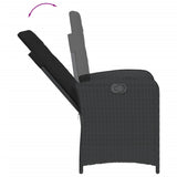 5 Piece Garden Dining Set with Cushions Black Poly Rattan