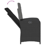 5 Piece Garden Dining Set with Cushions Black Poly Rattan