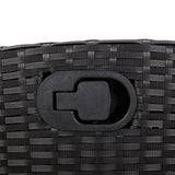 7 Piece Garden Dining Set with Cushions Black Poly Rattan - Extra Image