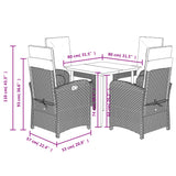 5 Piece Garden Dining Set with Cushions Grey Poly Rattan - Extra Image