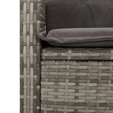 5 Piece Garden Dining Set with Cushions Grey Poly Rattan - Low Angle