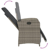 7 Piece Garden Dining Set with Cushions Grey Poly Rattan - Close-Up Angle