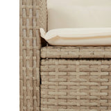 3 Piece Garden Dining Set with Cushions Beige Poly Rattan - Low Angle