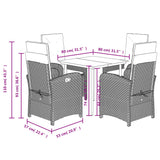 5 Piece Garden Dining Set with Cushions Beige Poly Rattan - Extra Image